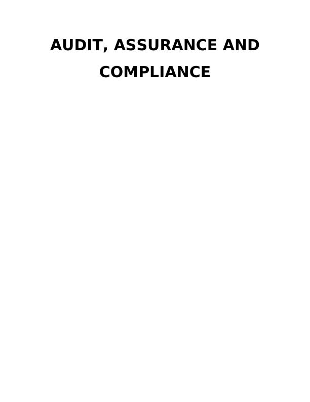 Audit Assurance and Compliance : Assignment_1