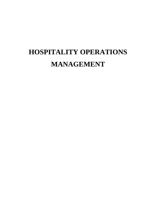 (PDF) Hospitality Operations Management Assignment_1
