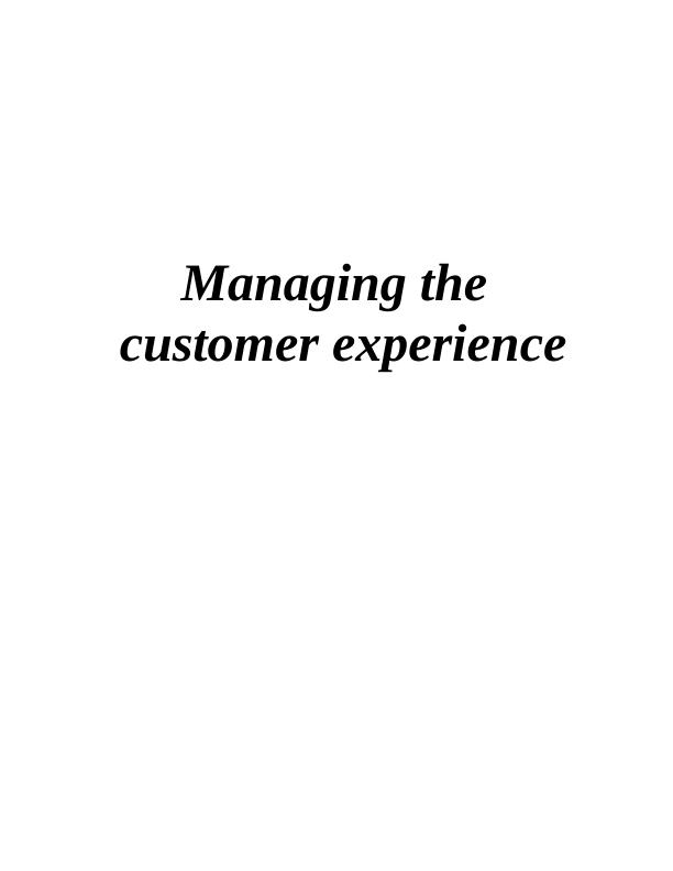 Managing the Customer Experience: Assignment_1