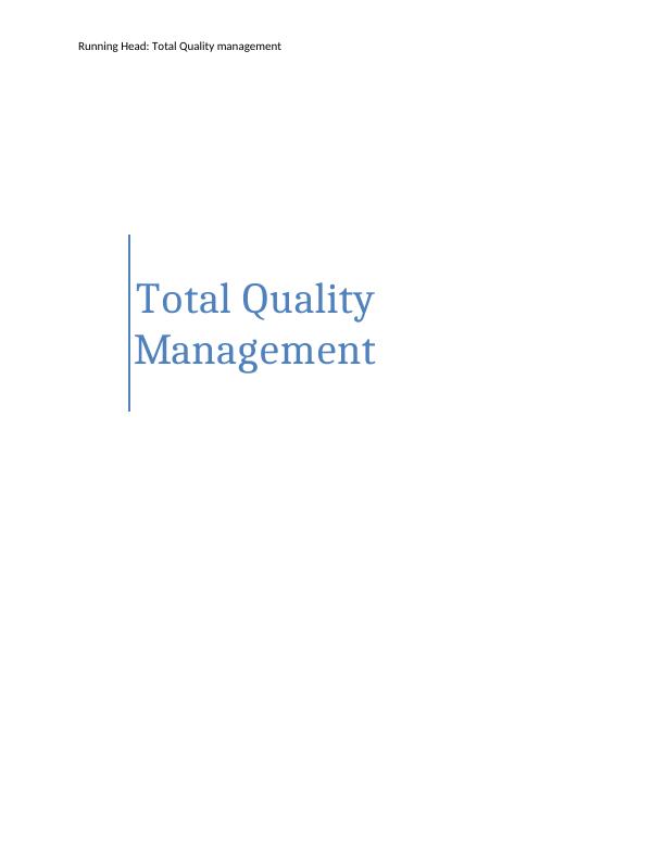 Total Quality Management TQM Assignment_1