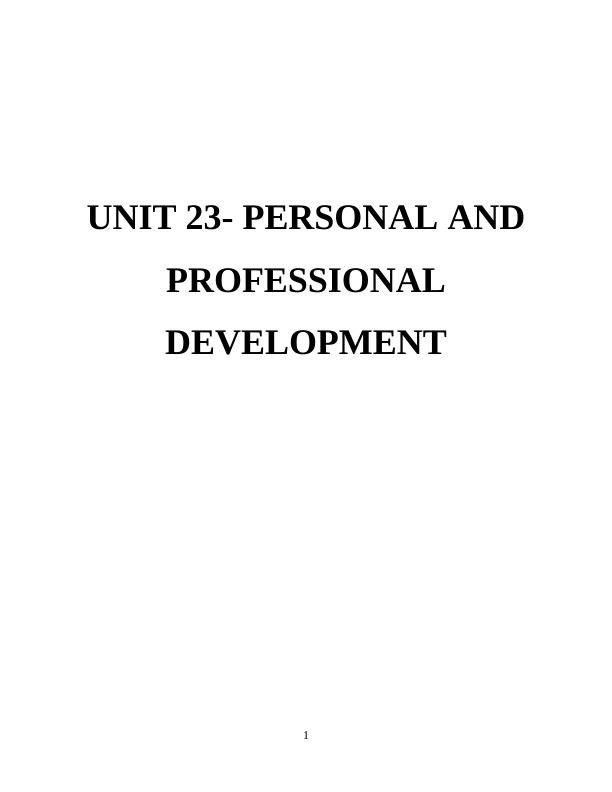 Unit 23 Personal Professional Development Assignment_1