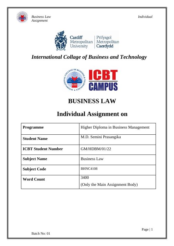 business law individual assignment