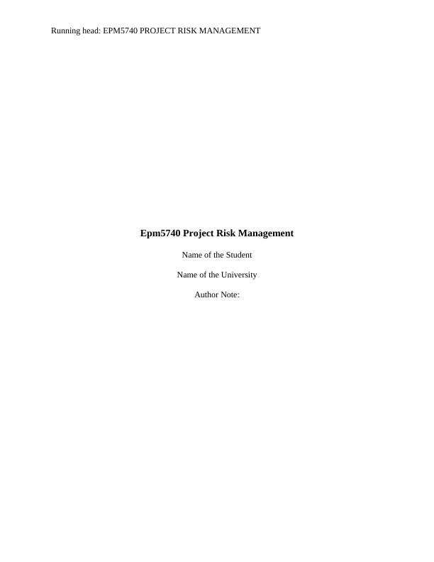 EPM5740 Project Risk Management_1
