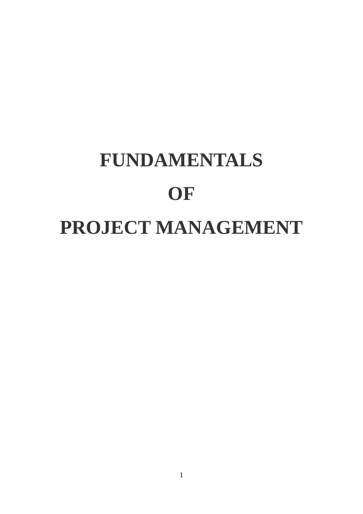 project management fundamentals assignment