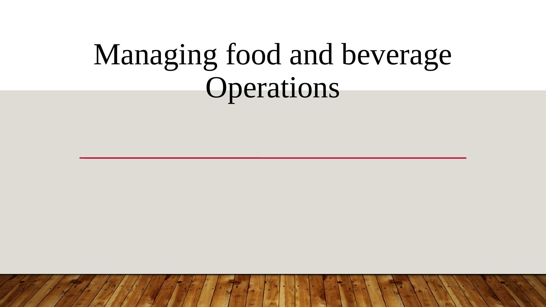 Unit 6 Managing Food & Beverage Operations