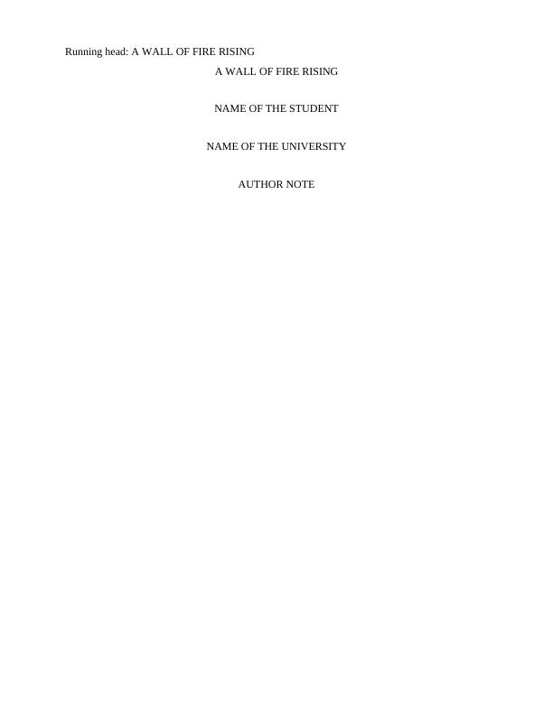 Assignment Wall of Fire Rising