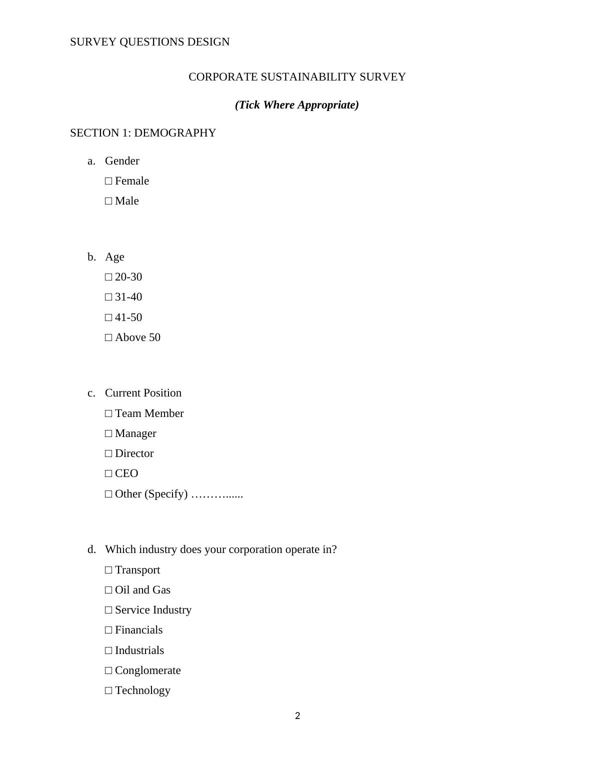 SURVEY QUESTIONS DESIGN.