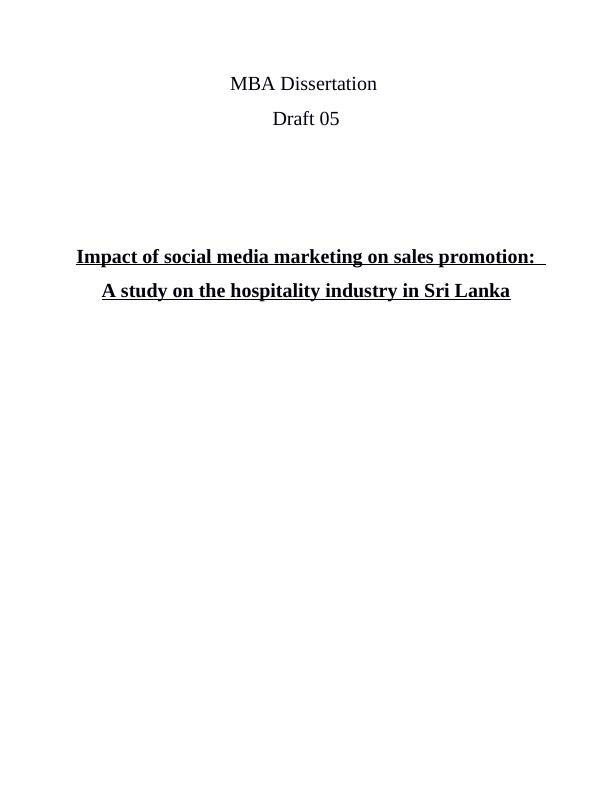 Impact of Social Media Marketing on Sales Promotion in the Hospitality Industry in Sri Lanka_1