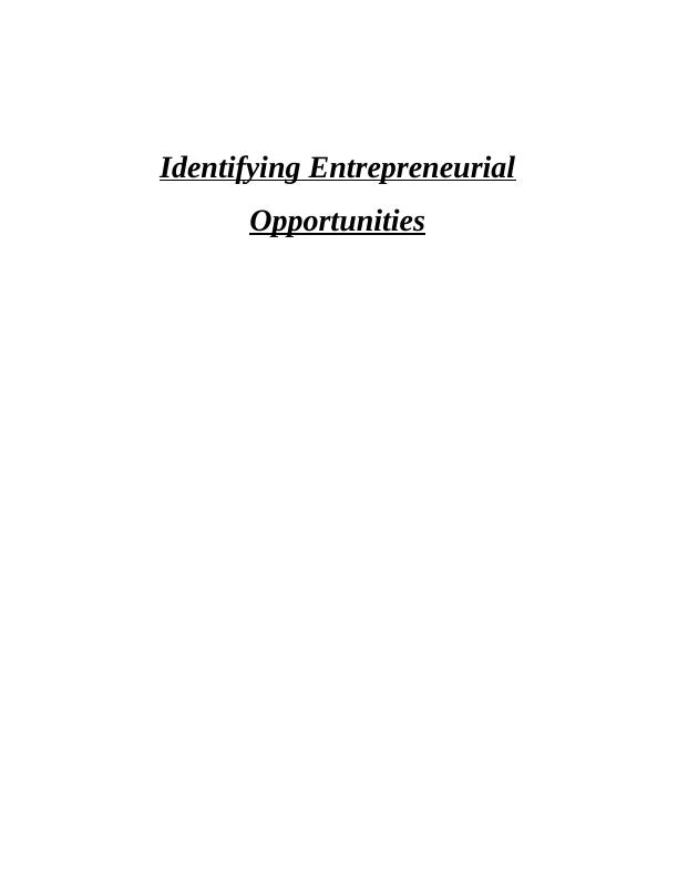 Identifying Entrepreneurial Opportunities Assignment - Infolex_1
