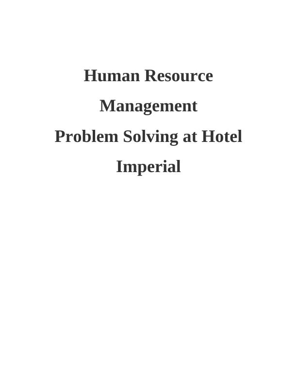 Human Resource Management Assignment | Hotel Imperial_1