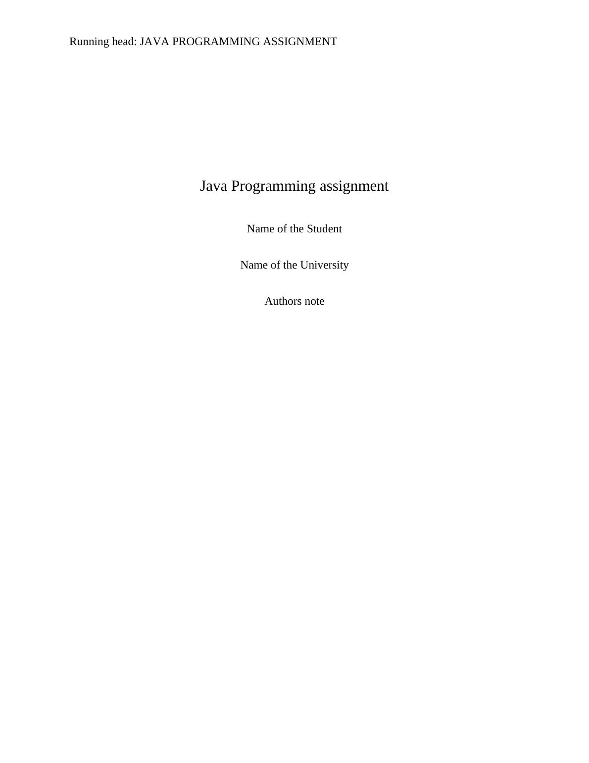 Java Programming | Assignment_1