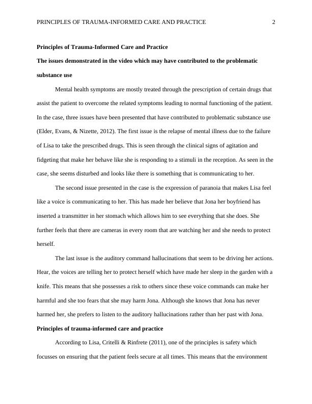 Principles of Trauma-Informed Care and Practice - Desklib