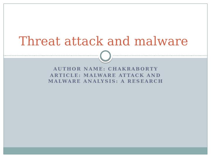 Malware attack and Malware Analysis: A Research_1
