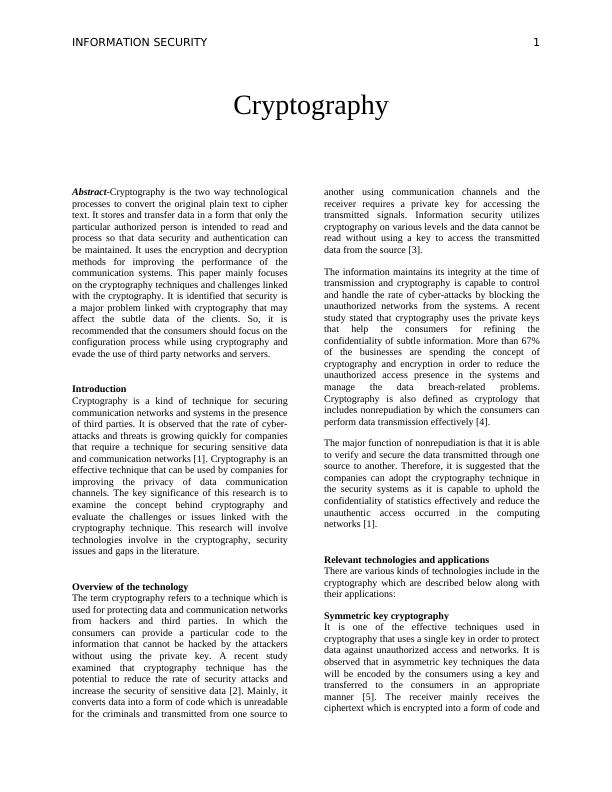 Cryptography Techniques and Challenges: An Overview_2