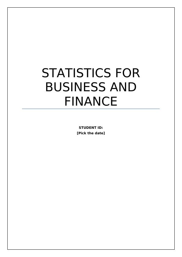 Statistics For Business And Finance_1