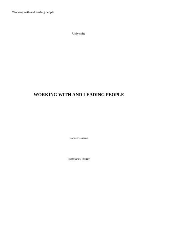 Working with and Leading People Assignment- PM Company_1