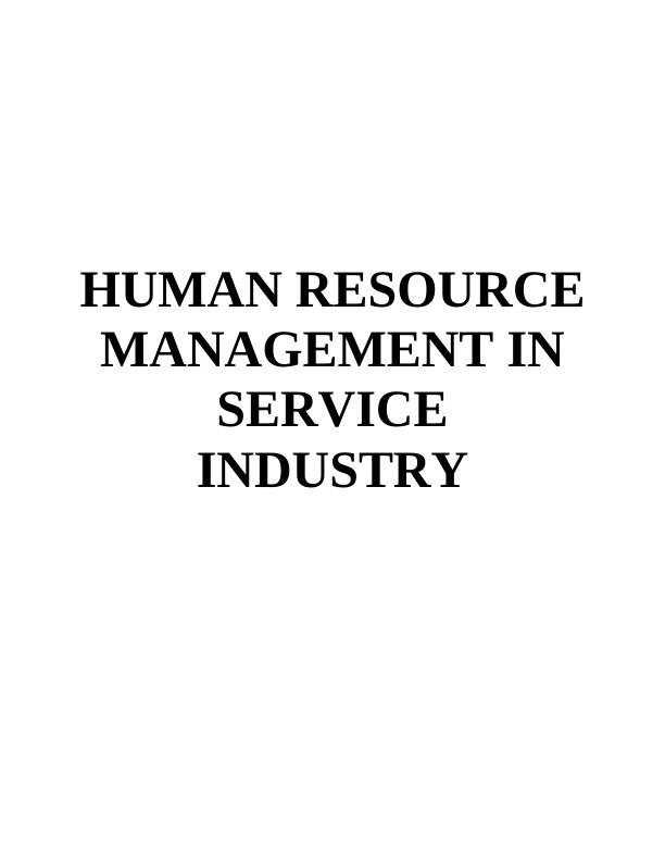 (PDF) Human Resource Manager in Service Industry | Assignment_1