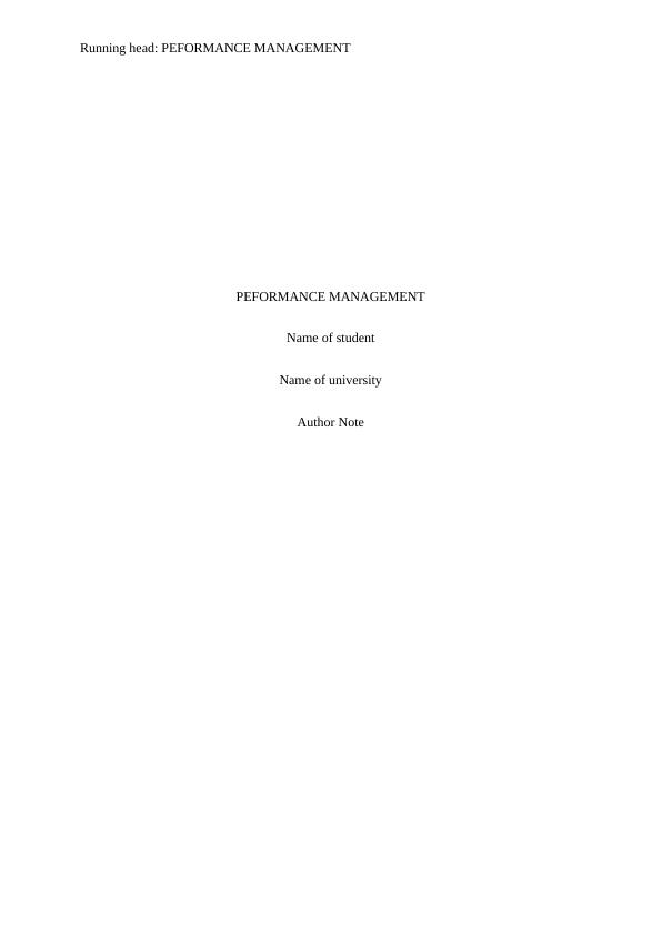 The Performance Management : Assignment_1