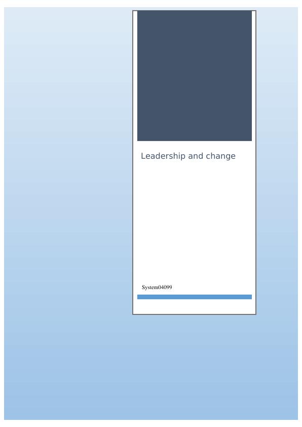 Leadership and Change: A Critical Reflection and Personal Development_1