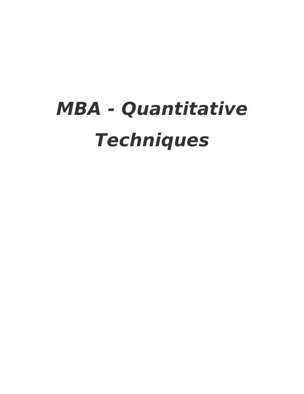 MBA - Quantitative Techniques_1