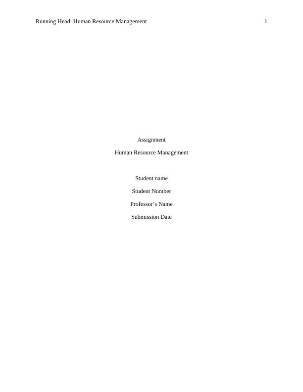 Human Resource Management Practices | Assignment_1