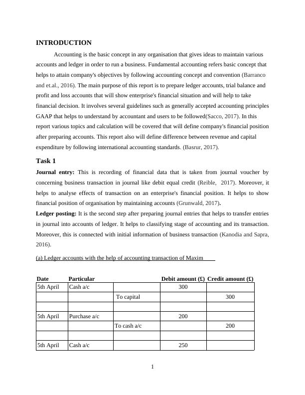 Accounting Fundamentals INTRODUCTION 1 Task 11 (a) Ledger Accounts with ...