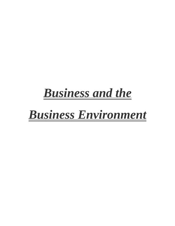 Business and the Business Environment_1
