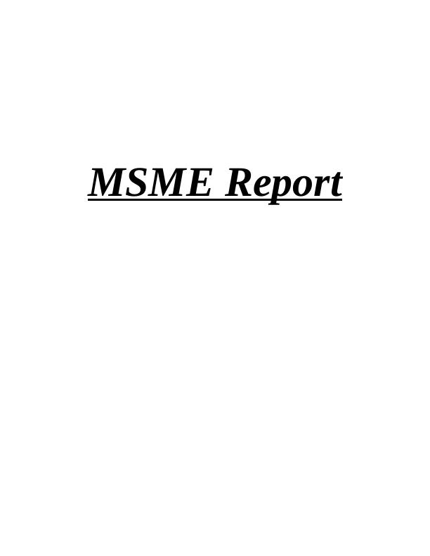 msme business plan report