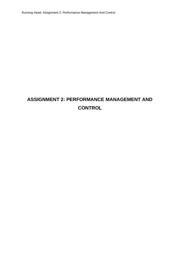 assignment 2 performance management and valuation