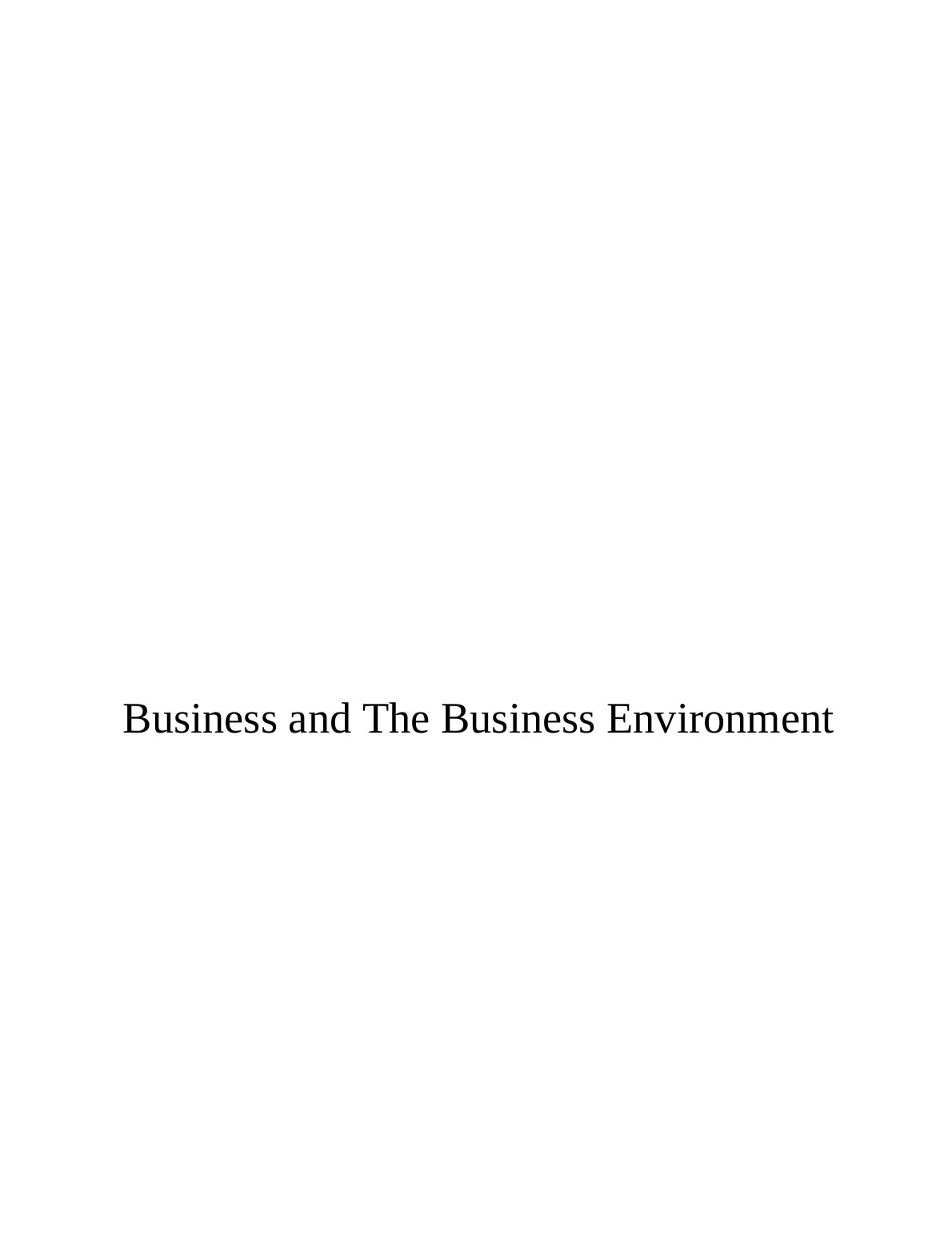 Business and Business Environment of Apple Inc : Assignment_1