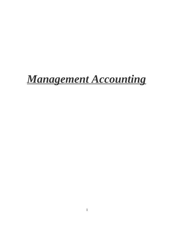 Management Accounting  -   Sample Assignment_1