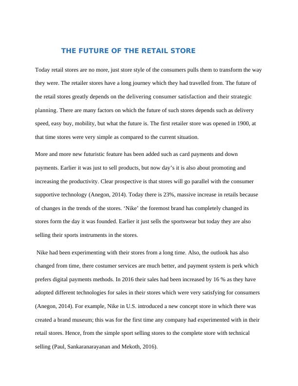 The Future of the Retail Stores Assignment_1