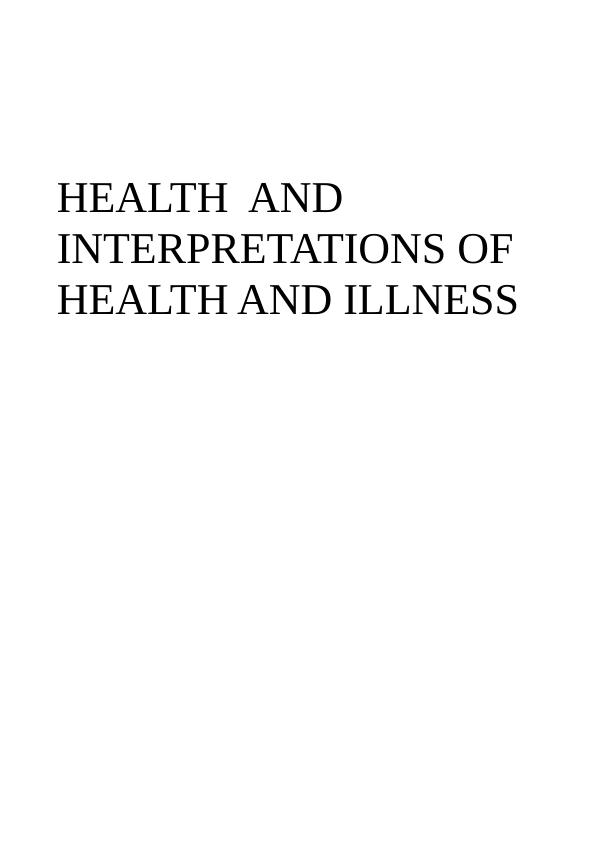 Health and Illness - Sample Assignment_1