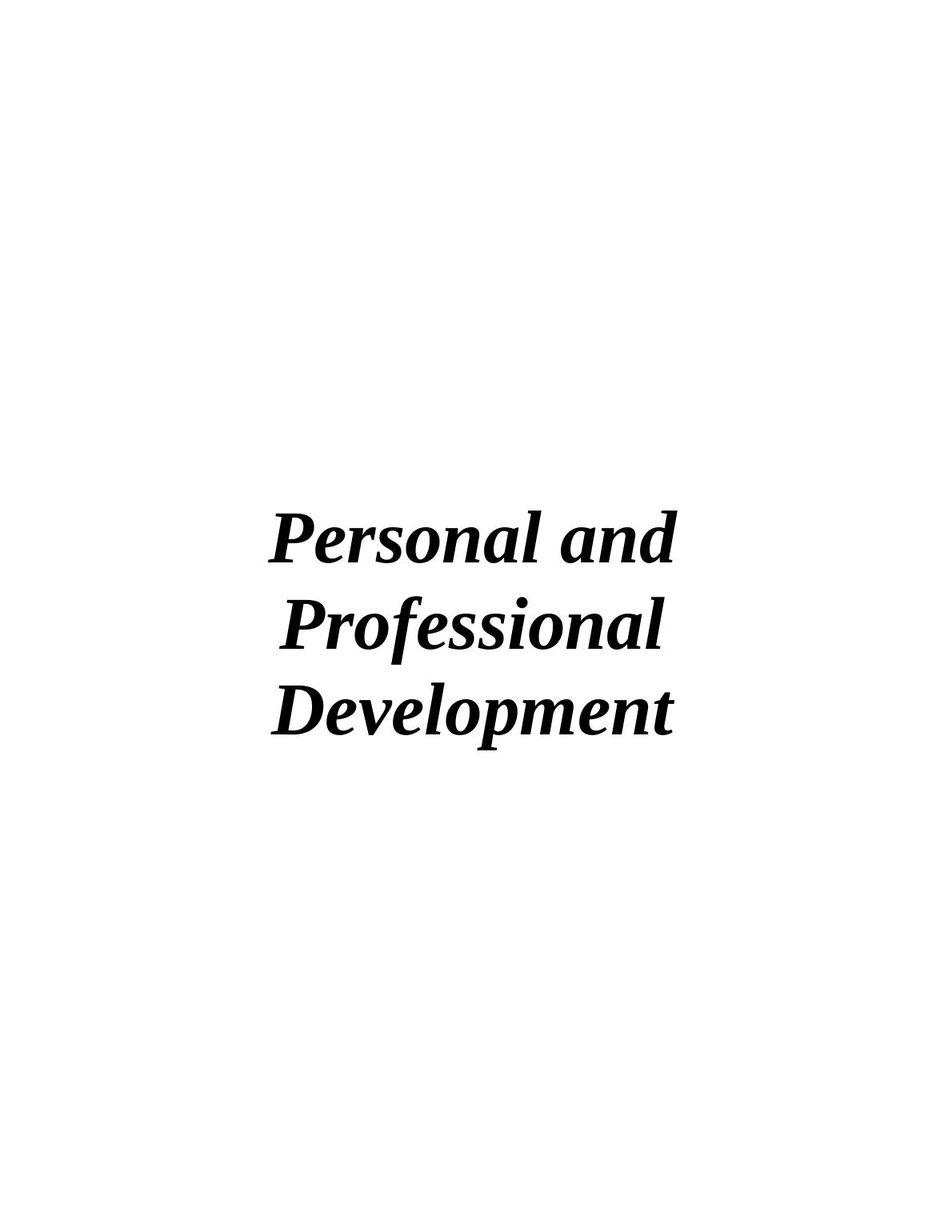 Personal and Professional Development Desklib