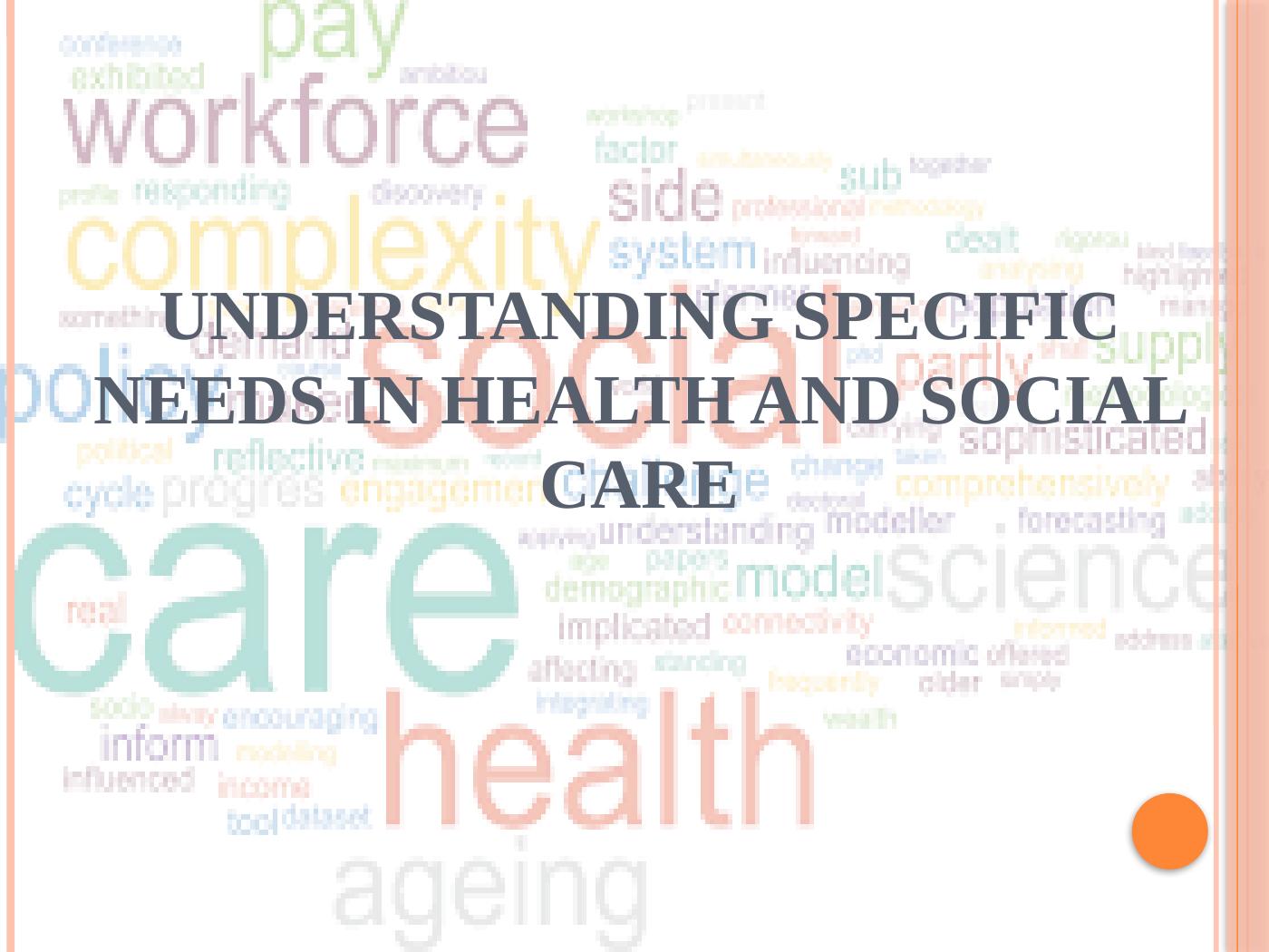 Understanding Specific Needs in Health and Social Care