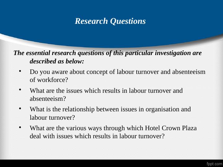 Major Issues of Labour Turnover and Absenteeism in Hotel Crown Plaza_5