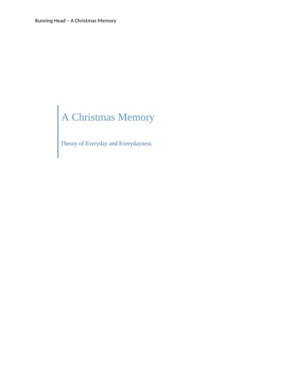 A Christmas Memory ||Assignment || Theory of Everyday_1
