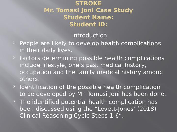 Stroke: Mr. Tomasi Joni Case Study_1