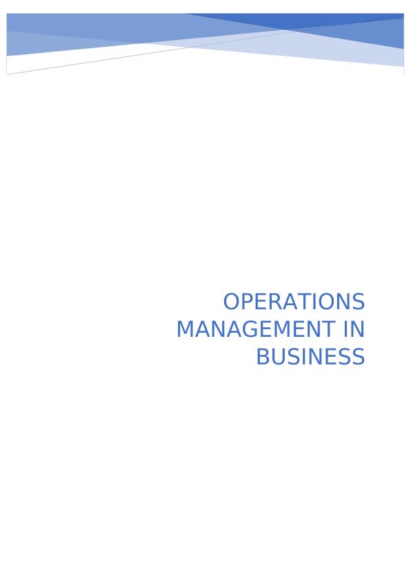 Operations Management in Business Report 2022