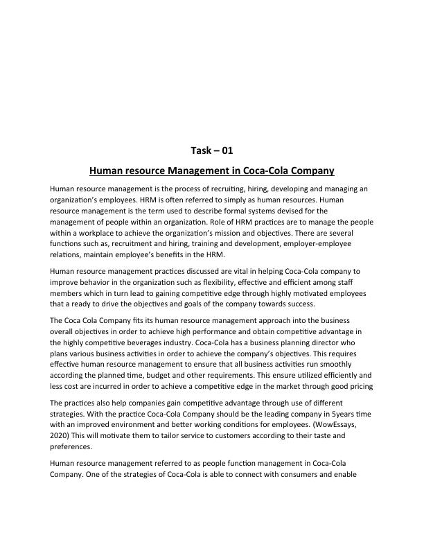 Task – 01. Human resource Management in Coca-Cola Compa_1
