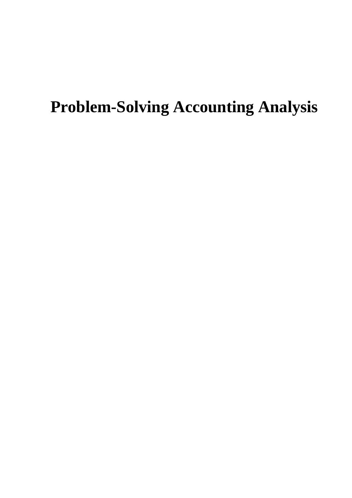 problem solving accounting meaning