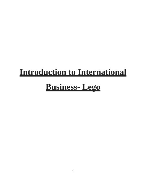 Report on International Business of Lego_1