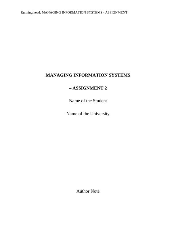 Managing Information Systems - Assignment_1