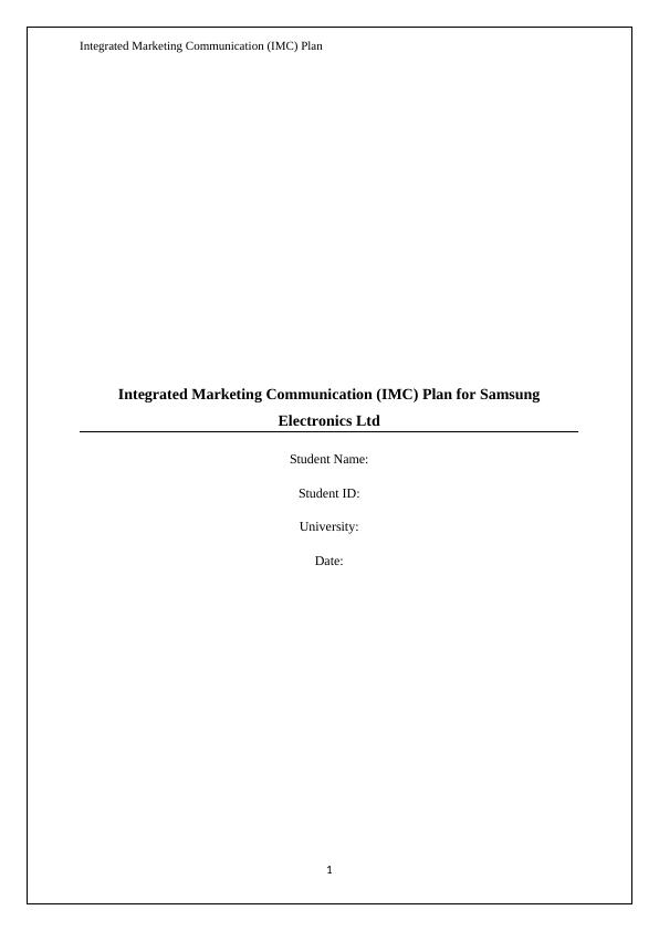 Integrated Marketing Communication (IMC) Plan - Samsung ..._1