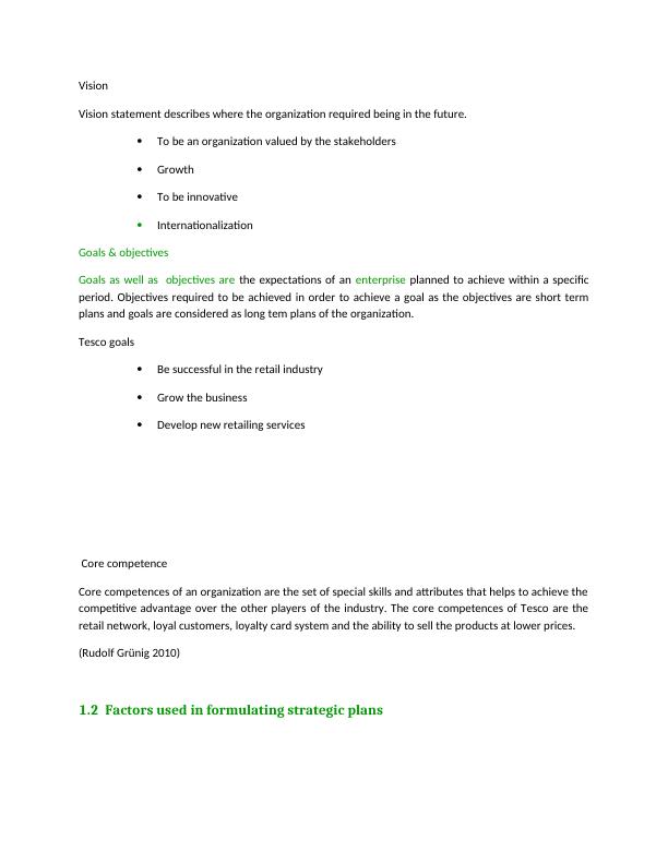 Process of Strategic Planning in Tesco : Report_4