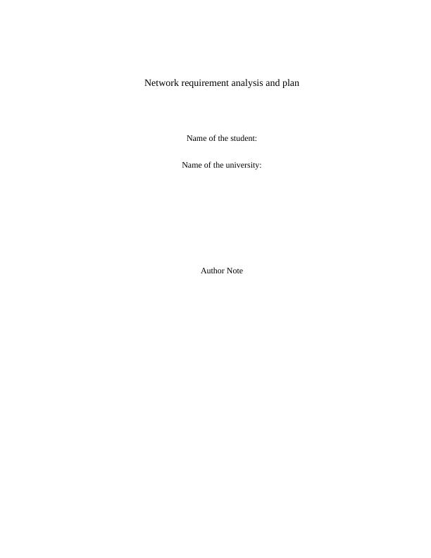 Network Requirement Analysis & Plan: PDF_1