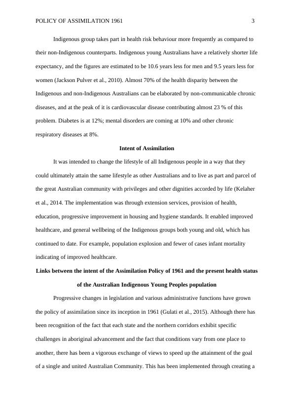 Policy of Assimilation 1961: Impact on Health Outcomes of Australian Indigenous Young Peoples_3