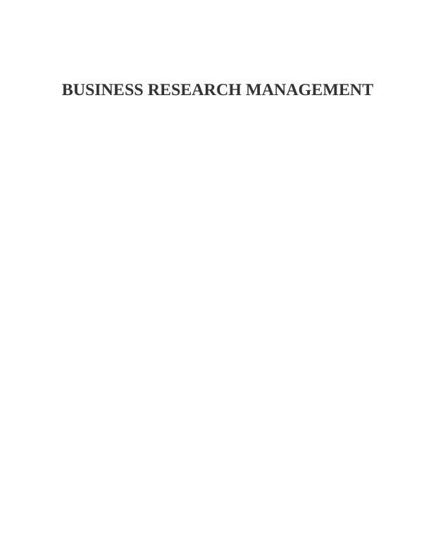 Business Research Assignment | Management Assignment_1