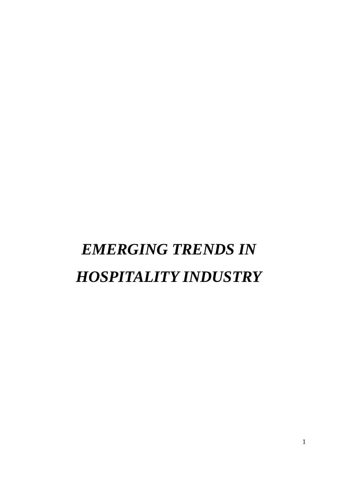 assignment on hospitality industry