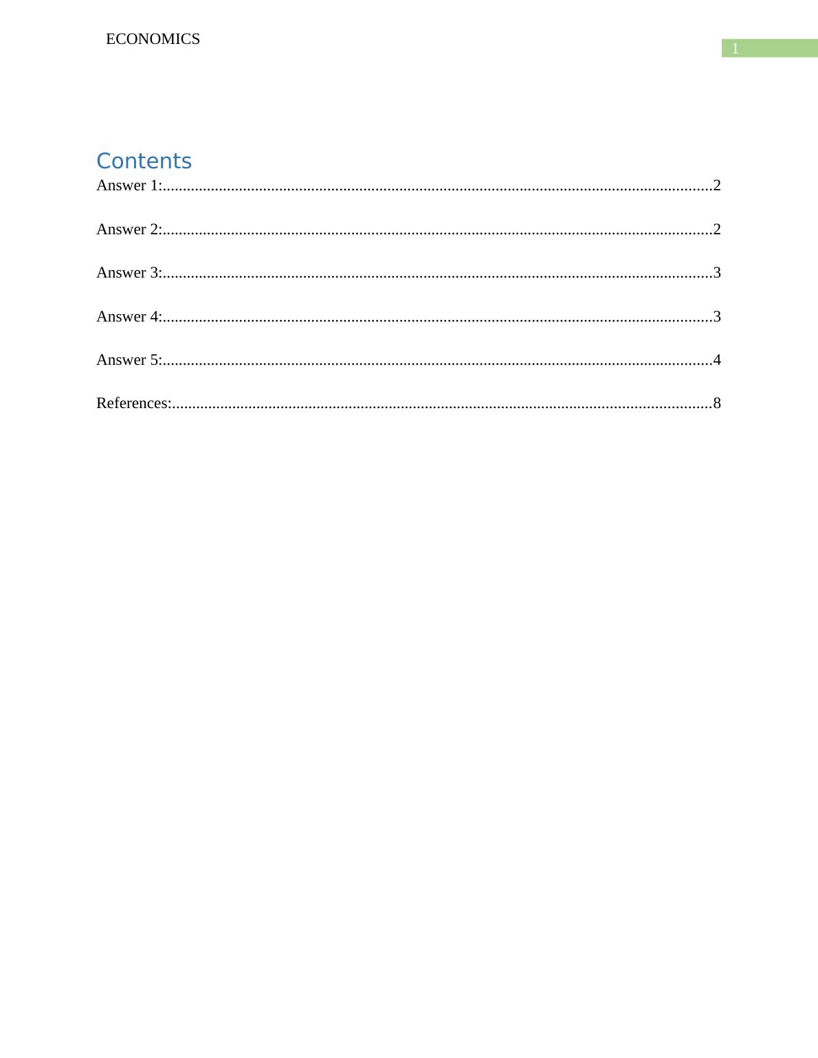 economics assignment questions and answers